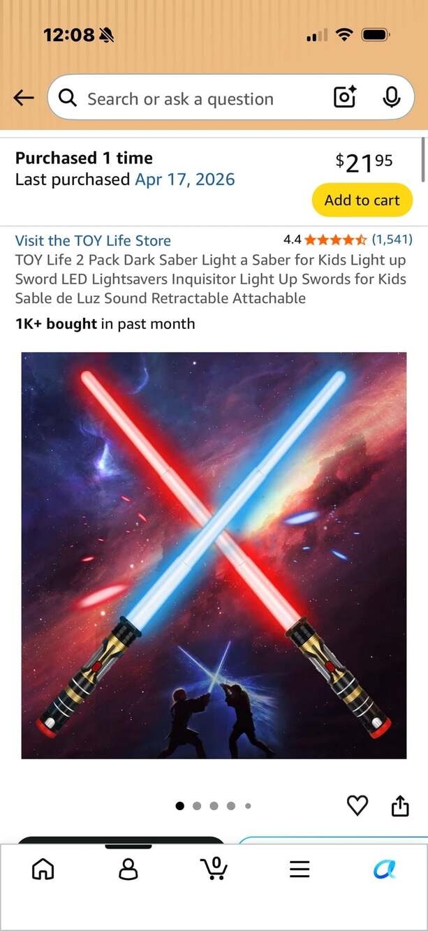 TOY Life 2-Pack Retractable LED Light Up Dueling Sabers for Kids